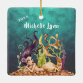 Persoonlijke zeemeermin en zeepaardje onder het Ze Keramisch Ornament (Achterkant)