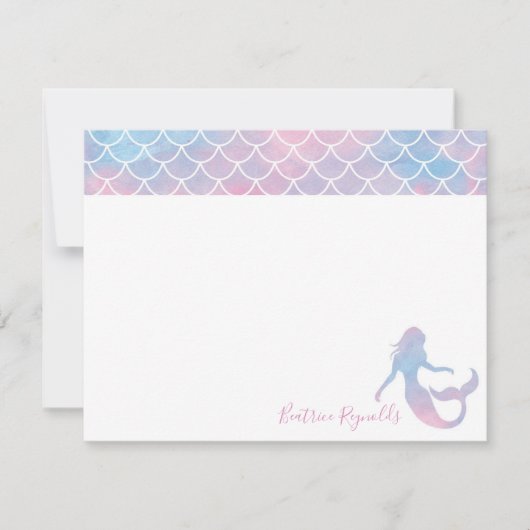 Persoonlijke zeemeermin-notitiekaart notitiekaartje (Voorkant)
