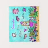 Persoonlijke zeemeermin onder Zee Wall Art Wandkleed (Voorkant)