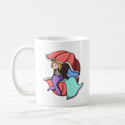 Persoonlijke Zeemeermin Schelp Koffiemok (Links)