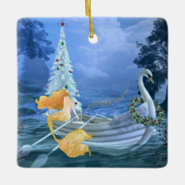 Persoonlijke Zeemeermin, Swan Boat en kerstboom Keramisch Ornament