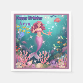 Persoonlijke zeemeermin verjaardagsuitnodiging servet