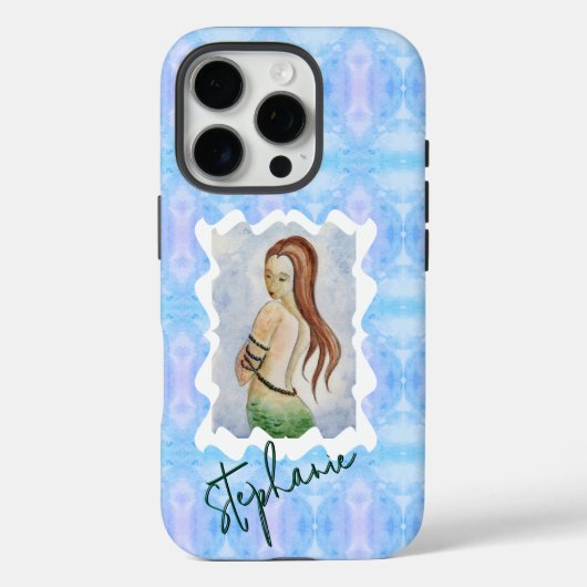 Persoonlijke Zeemeermin Waterverf Oceaan Kunst Case-Mate iPhone Case (Achterkant)