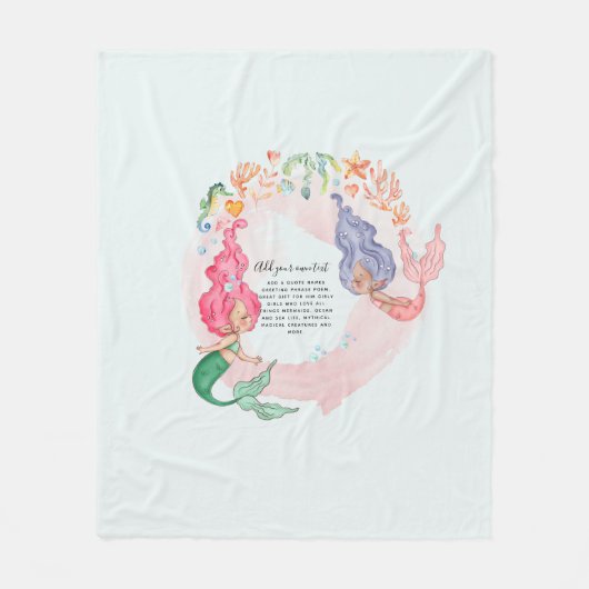 Persoonlijke Zeemeerminnen Fleece Deken (Voorkant)