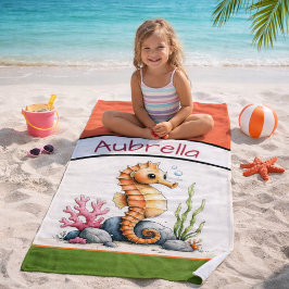 Persoonlijke Zeepaard Kinderen Strandhanddoek Strandlaken