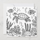Persoonlijke Zeeschildpad Verjaardag met Kleurpagi Kaart (Achterkant)