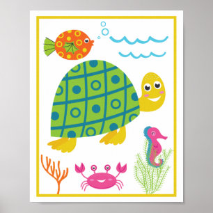 Persoonlijke Zeewezens Kunstprintset voor Kinderen Poster