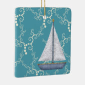 Persoonlijke zeilboot Nautical Sailing Kerstmis Keramisch Ornament (Rechts)
