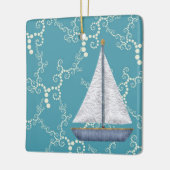 Persoonlijke zeilboot Nautical Sailing Kerstmis Keramisch Ornament (Links)
