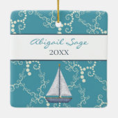 Persoonlijke zeilboot Nautical Sailing Kerstmis Keramisch Ornament (Achterkant)