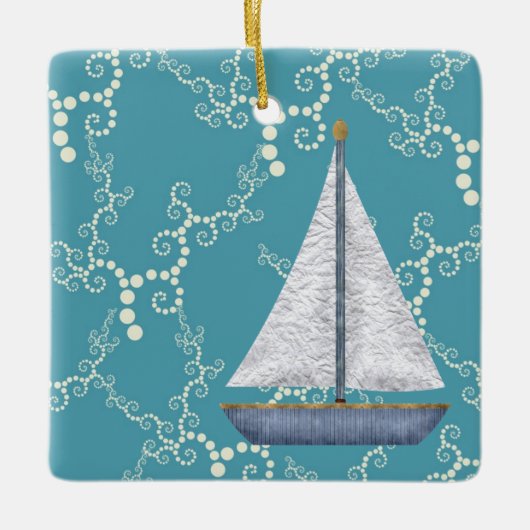 Persoonlijke zeilboot Nautical Sailing Kerstmis Keramisch Ornament (Voorkant)