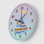 Persoonlijke Zeilboot Wandklok voor Kinderkamer (Hoek)