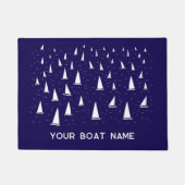 Persoonlijke zeilbootnaam Nautisch marineblauw Deurmat (Voorkant)