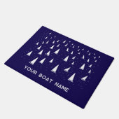 Persoonlijke zeilbootnaam Nautisch marineblauw Deurmat (Schuin)