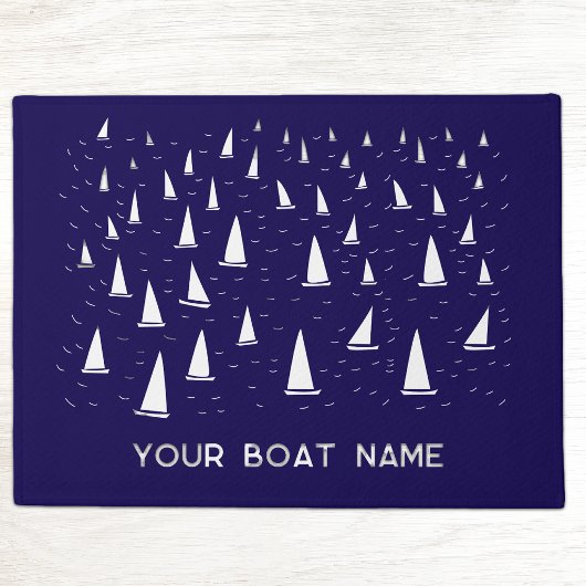 Persoonlijke zeilbootnaam Nautisch marineblauw Deurmat