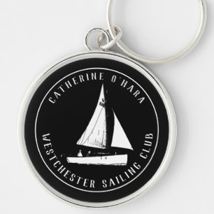 Persoonlijke zeilclub zwart vintage sleutelhanger