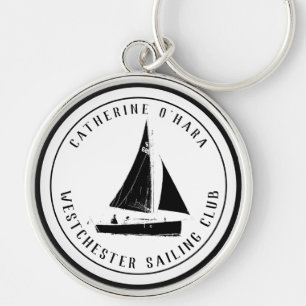 Persoonlijke zeilclub zwart vintage sleutelhanger