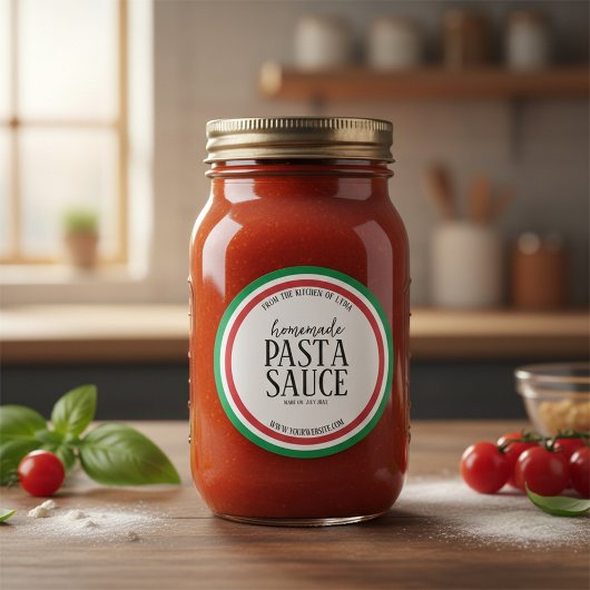 Persoonlijke zelfgemaakte pastasaus label sticker