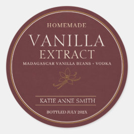 Persoonlijke zelfgemaakte vanille-extract Bourgond Ronde Sticker