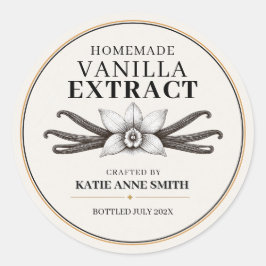 Persoonlijke zelfgemaakte vanille-extractfles ronde sticker