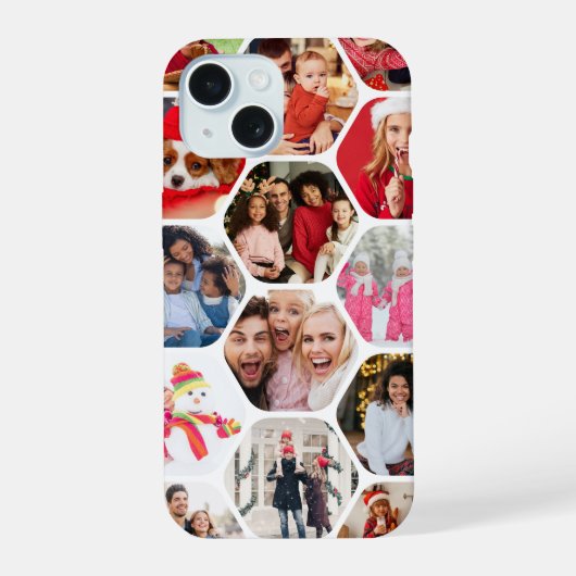Persoonlijke Zeshoek Multi Foto Collage iPhone 15 Case (Achterkant)