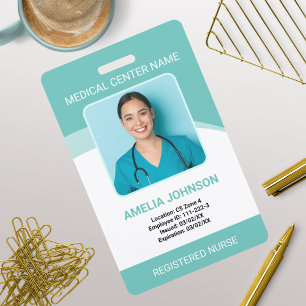 Persoonlijke ziekenhuiswerknemer foto ID Teal Badge