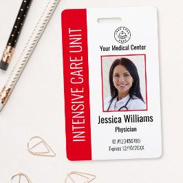 Persoonlijke ziekenhuiswerknemer logo & foto rode  badge