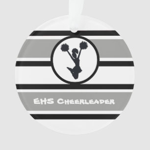 Persoonlijke zilver en zwarte Cheerleader Ornament