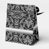 Persoonlijke zilver- en zwarte Damask-draagtas Bedankdoosjes (Achterkant)