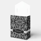 Persoonlijke zilver- en zwarte Damask-draagtas Bedankdoosjes (Geopend)