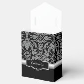 Persoonlijke zilver en zwarte Damasvetdoos Bedankdoosjes (Geopend)