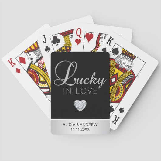 Persoonlijke zilver-LUCKY in het liefste huwelijk Pokerkaarten (Achterkant)
