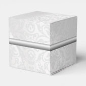 Persoonlijke Zilver-Witte Damast Kubus Favor Doos Bedankdoosjes (Achterkant)