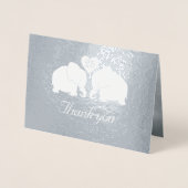 Persoonlijke Zilveren Bruiloft Olifanten Bedankt Folie Kaarten (Voorkant)