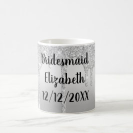 Persoonlijke Zilveren Glitter Drips Cadeau Bruidsm Koffiemok