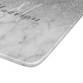 Persoonlijke Zilveren Glitter Monogram Marmer Snijplank (Hoek)
