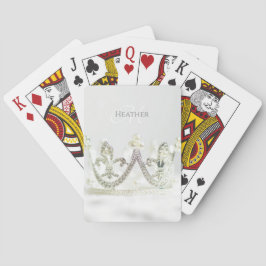 Persoonlijke zilveren grijze prinsessenkroon pokerkaarten
