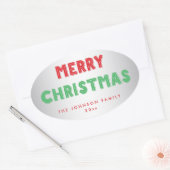 Persoonlijke zilveren Kerstmis ovale stickers (Envelop)