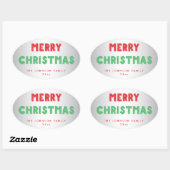 Persoonlijke zilveren Kerstmis ovale stickers (Vel)