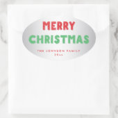 Persoonlijke zilveren Kerstmis ovale stickers (Tas)