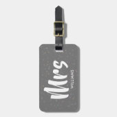 Persoonlijke Zilveren Stardust Confetti Mrs Bagagelabel (Voorkant verticaal)