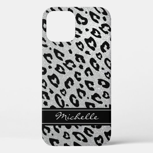 Persoonlijke zilverglitterluipaard iPhone 12 hoesj Case-Mate iPhone Case (Achterkant)