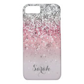 persoonlijke zilverroze glitterbehuizing Case-Mate iPhone case (Achterkant)