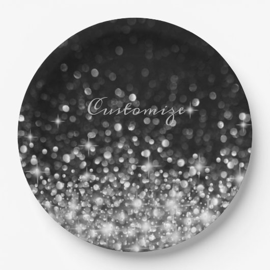 Persoonlijke zilversparkle papieren bordje (Voorkant)