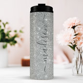 Persoonlijke zilversparkle thermosbeker