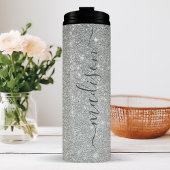 Persoonlijke zilversparkle thermosbeker