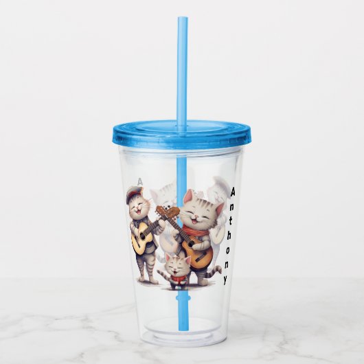 Persoonlijke Zingende Katten Acryl Drinkbeker (Voorkant)