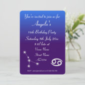 Persoonlijke Zodiac Kanker Galaxy Feest Uitnodigin Kaart (Staand voorkant)