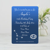 Persoonlijke Zodiac Kanker Galaxy Feest Uitnodigin Kaart (Staand voorkant)