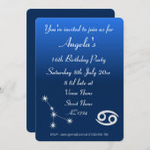 Persoonlijke Zodiac Kreeft Galaxy Feestuitnodiging Kaart (Voorkant / Achterkant)